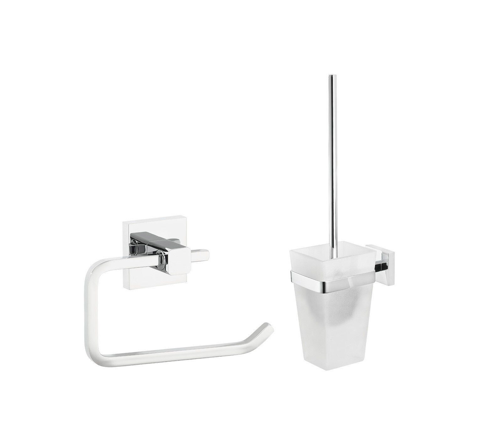 tesa Badaccessoire-Set DELUXXE Єршики для унітазу Set ohne Bohren, Spar-Set, 2 tlg., selbstklebend - chrom - silber glänzend