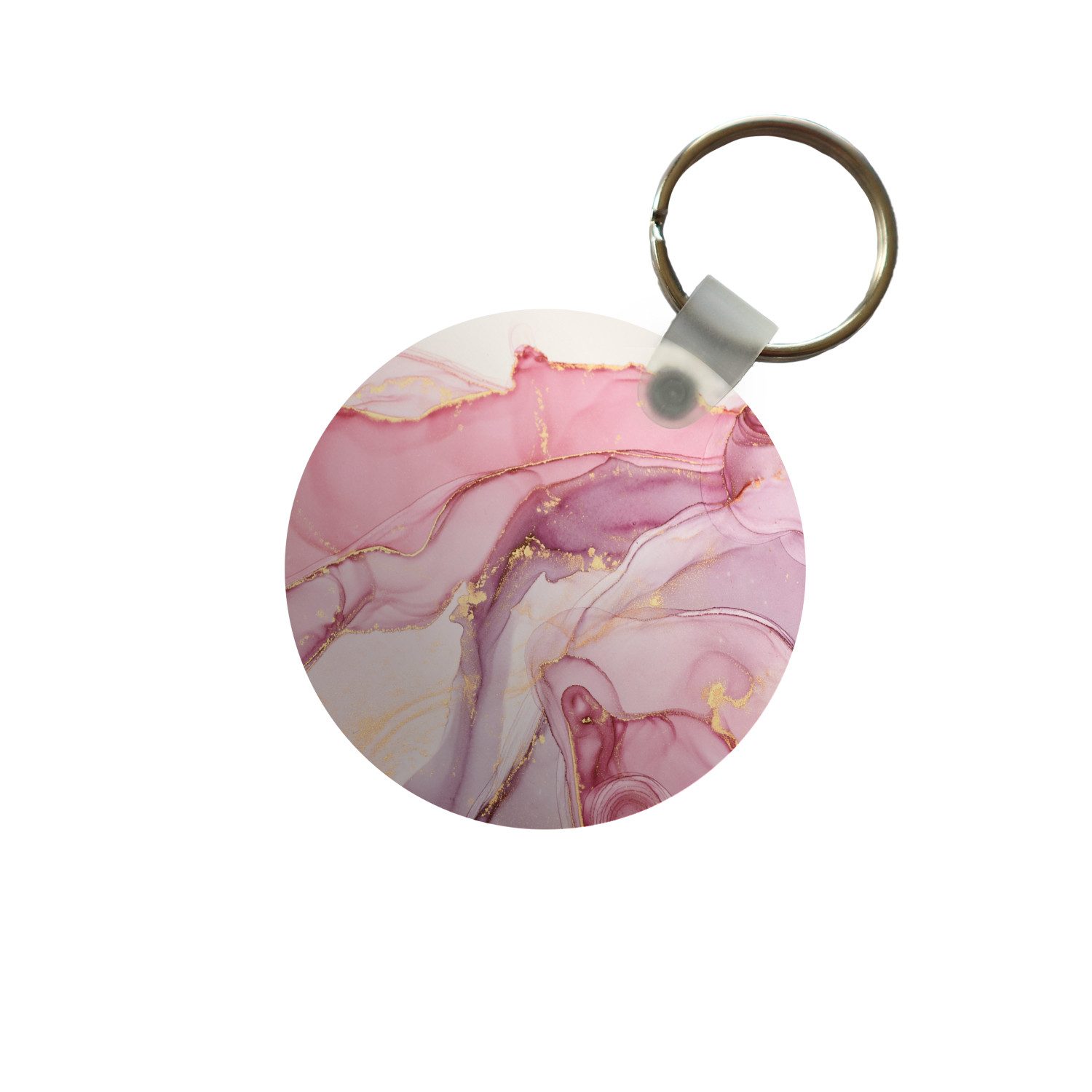 Schlüsselanhänger Gold - Marmor - Rosa