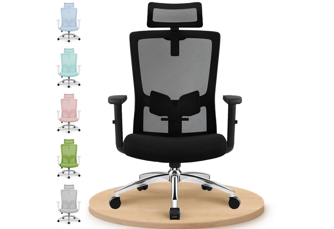 Adormii Bürostuhl Bürostuhl ergonomisch,schreibtischstuhl mit Metallfuß, stabil (Ergonomischer bürostuhl mit verstellbaren Armlehnen, büro stuhl bis zu 135° neigbar, ergonomic office chair mit höhenverstellbarer, atmungsaktiv und komfortabel, bürostuhl 20