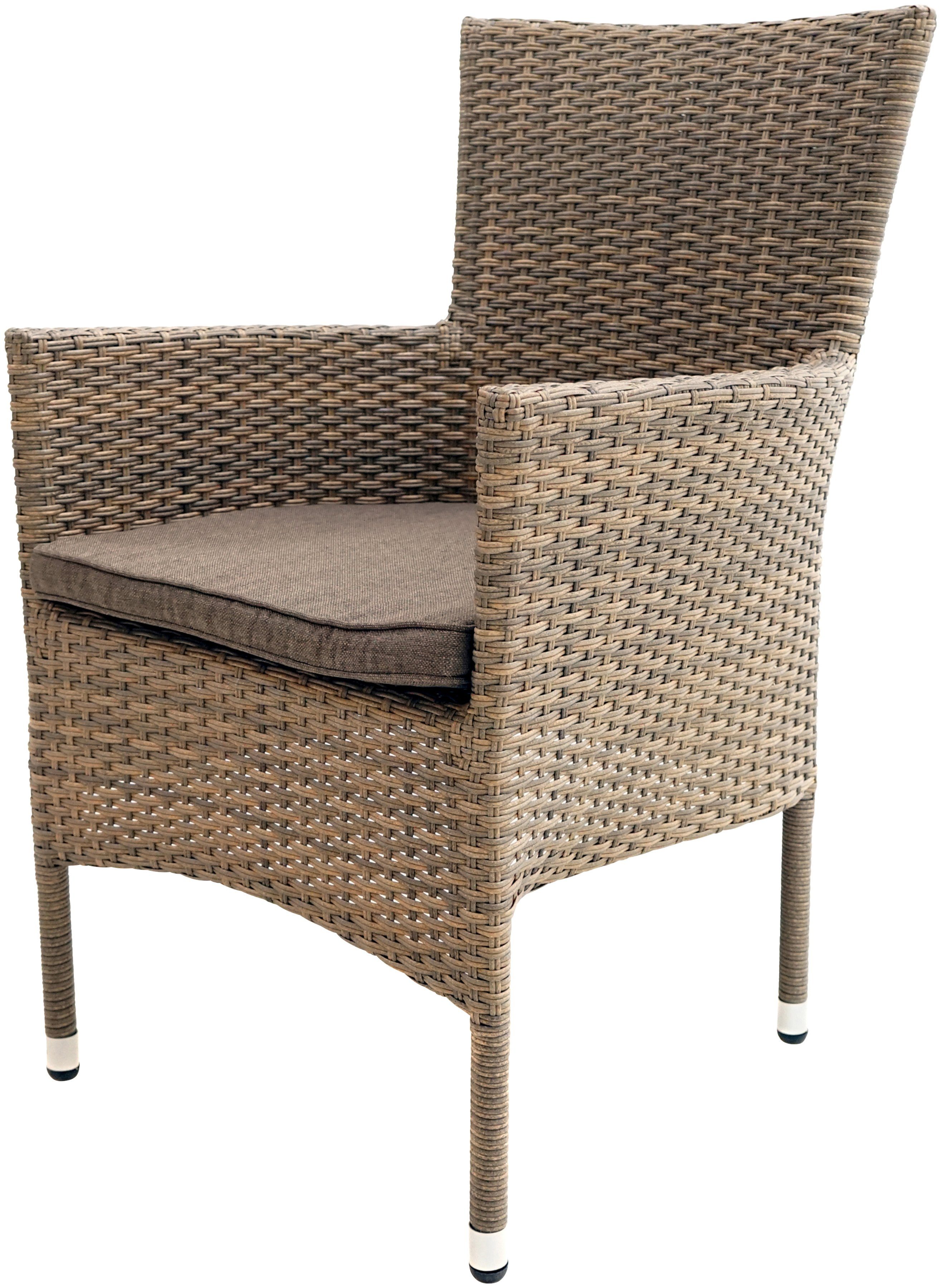 PLOSS Gartenstuhl »Rabida Basic«, Polyrattan, stapelbar, inkl. Auflage
