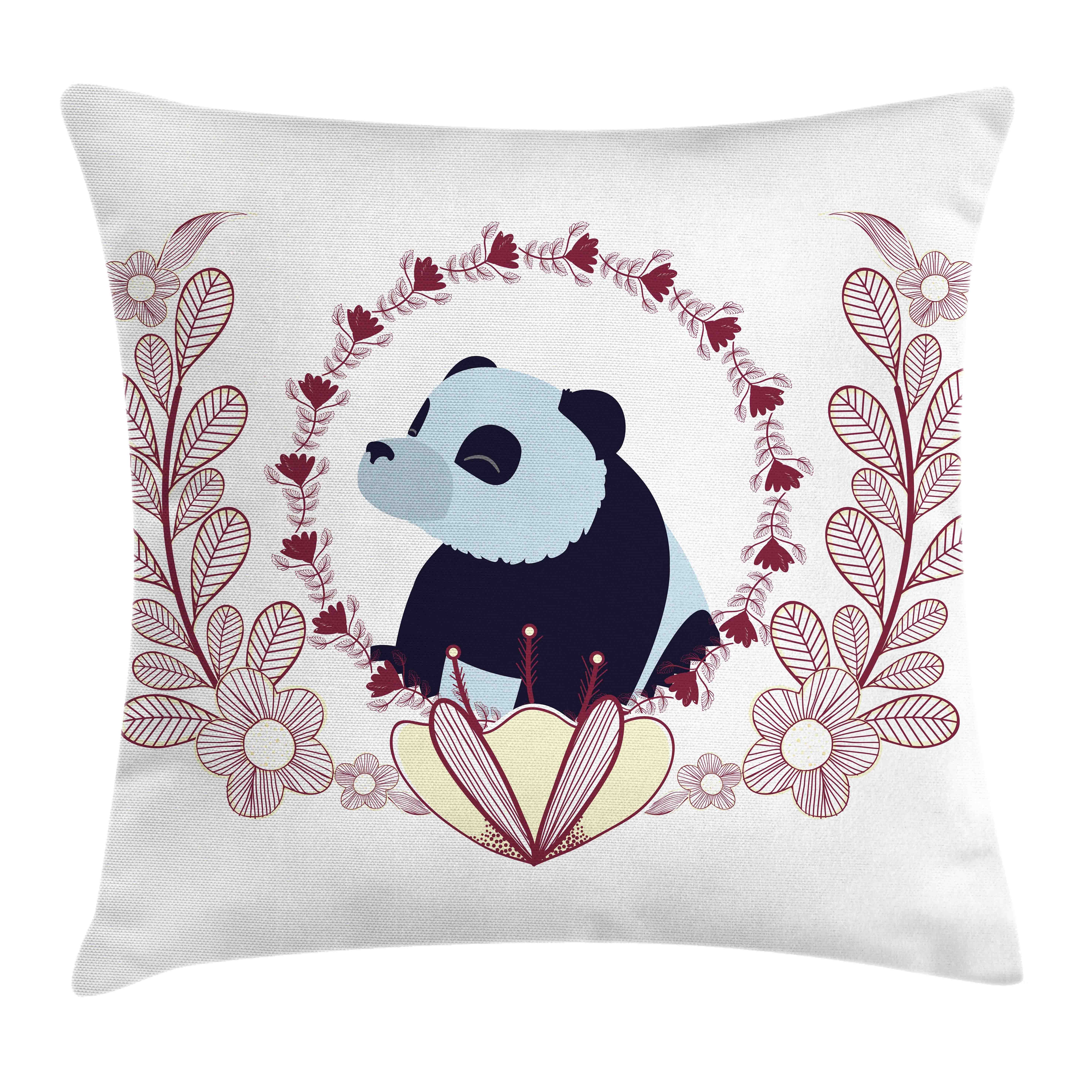 Kissenhülle mit Kissenbezüge Panda Klaren (1 Beidseitiger und Waschbar Stück), Säugetier Farbfesten Druck, mit Farben Reißverschluss Abakuhaus Blumen Fluffy