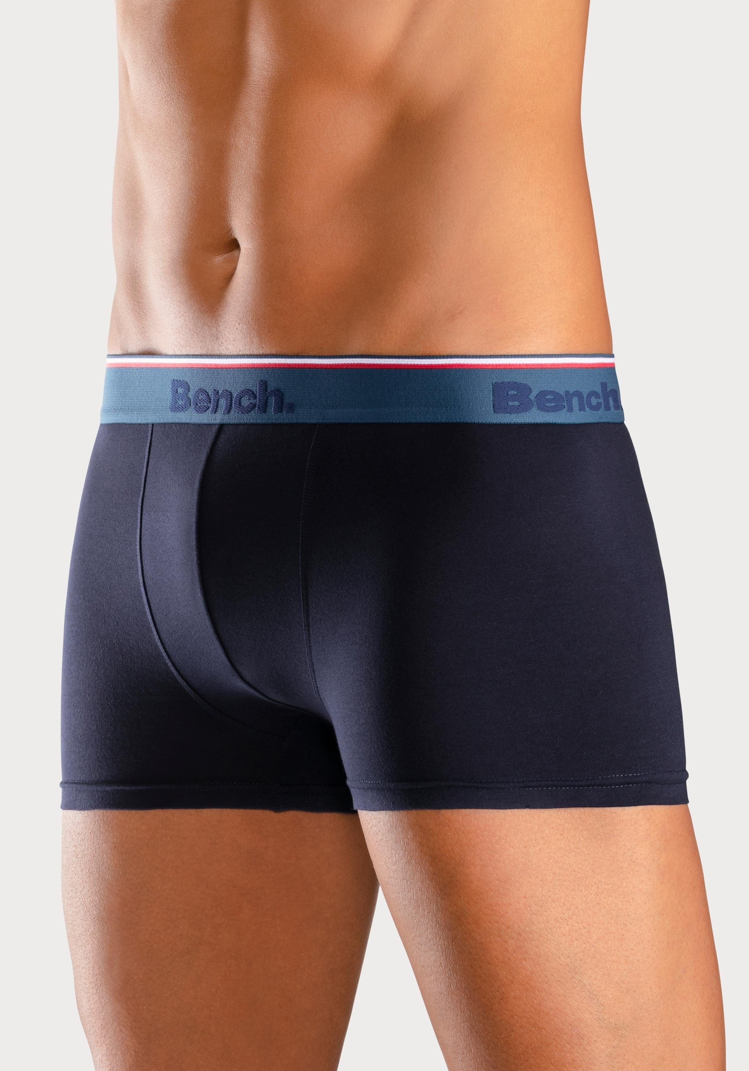 Streifen mit im Boxer schwarz schmalen blau, 4-St) (Packung, rot, Bench. anthrazit, Webbund