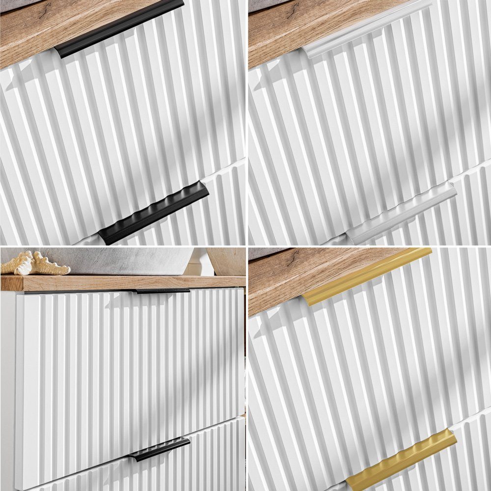 Lomadox Waschbeckenschrank ADELAIDE-56-WHITE Waschtischunterschrank matt weiß gerillt, 2 Auszüge, 60/57/46 cm
