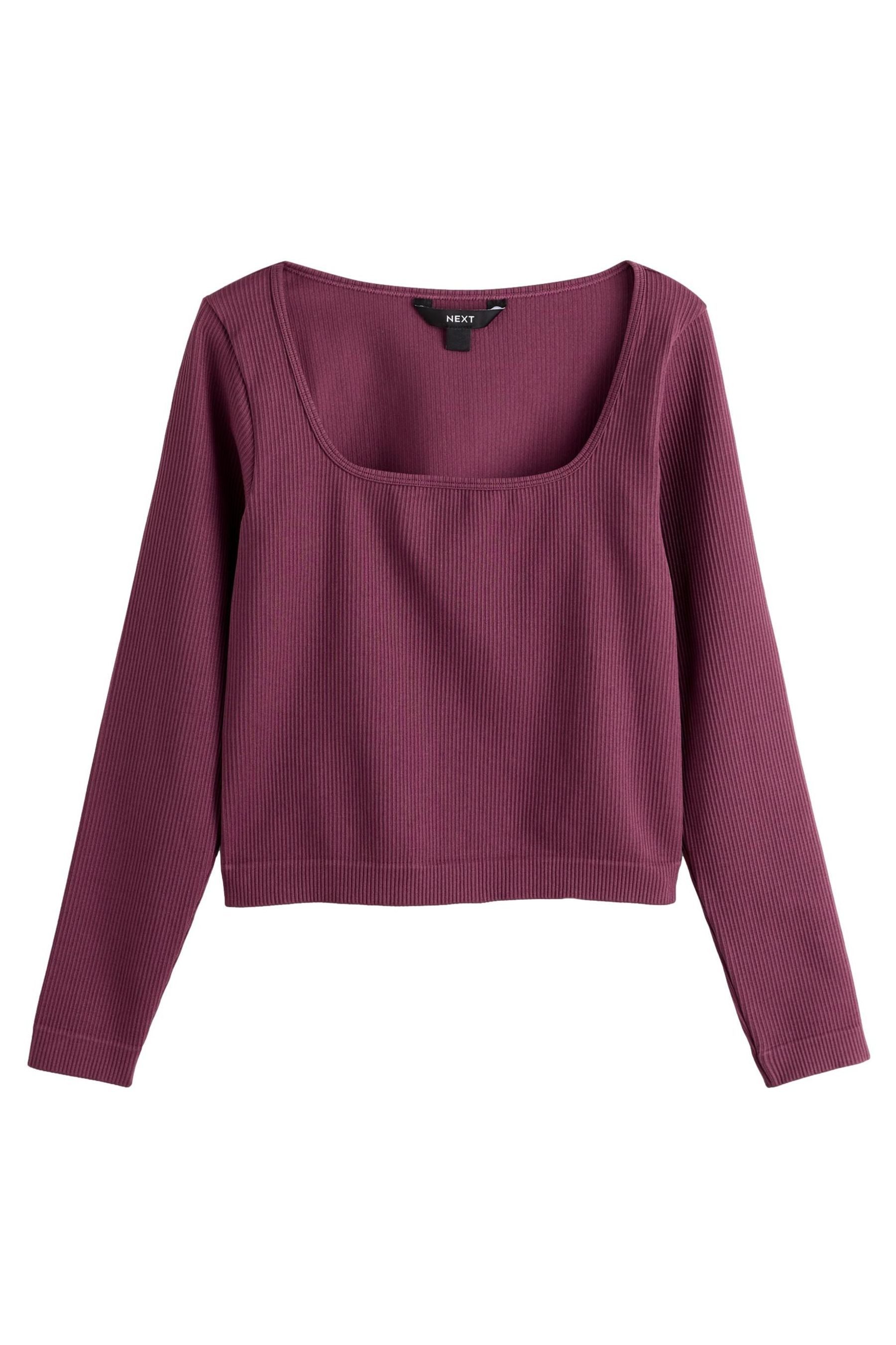 Next Langarmshirt Geripptes Langarmtop mit tiefem günstig online kaufen
