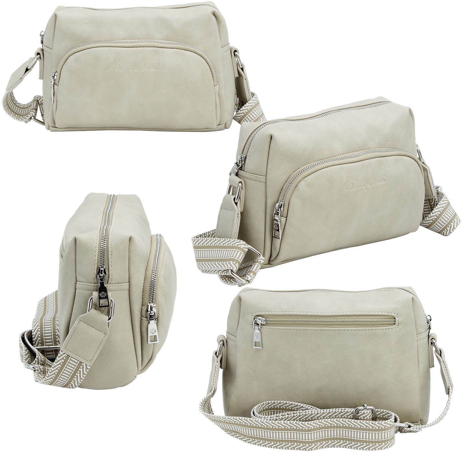 J JONES JENNIFER JONES Schultertasche Modische Damen Umhängetasche – Crossbody Bag mit gewebtem Schultergurt