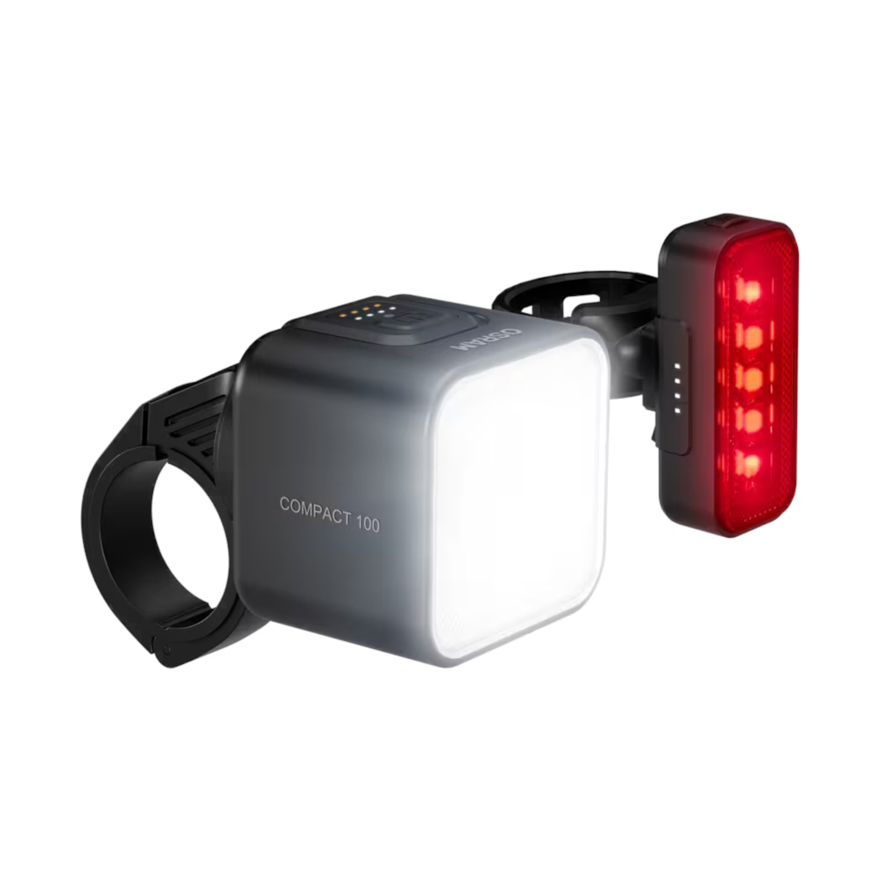 Fahrradbeleuchtung LED Fahrradleuchten-Set Bike Compact 100 mit Bremslichtfunktion