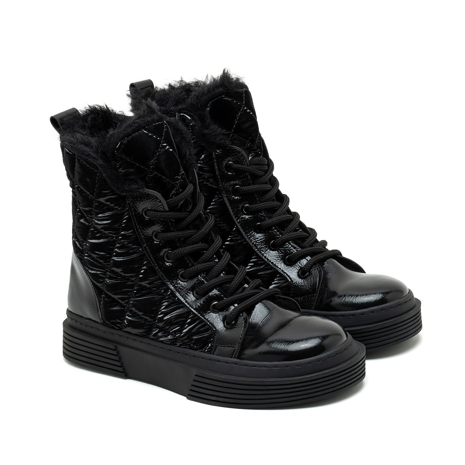 Desa Damen-Kunstlederstiefel – Textilfutter, Synthetiksohle, flacher Absat Stiefel