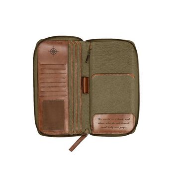DRAKENSBERG Brieftasche Reisegeldbeutel »Travis« Oliv-Grün, große Reisebrieftasche und Reise-Organizer aus Canvas mit RFID Schutz