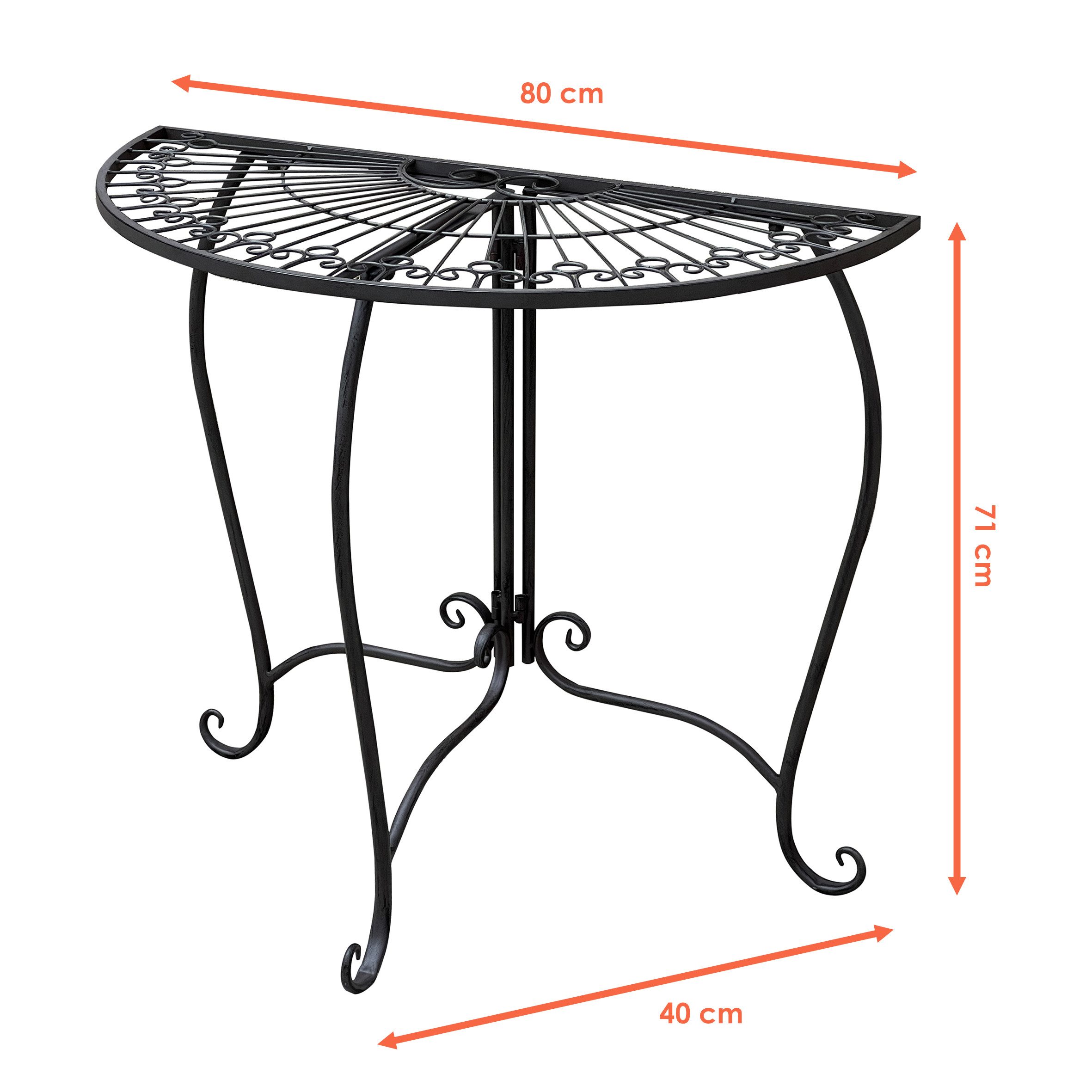 Spetebo Beistelltisch aus Metall halbrund schwarz - 80 x 71 cm (Anzahl, 1-S günstig online kaufen