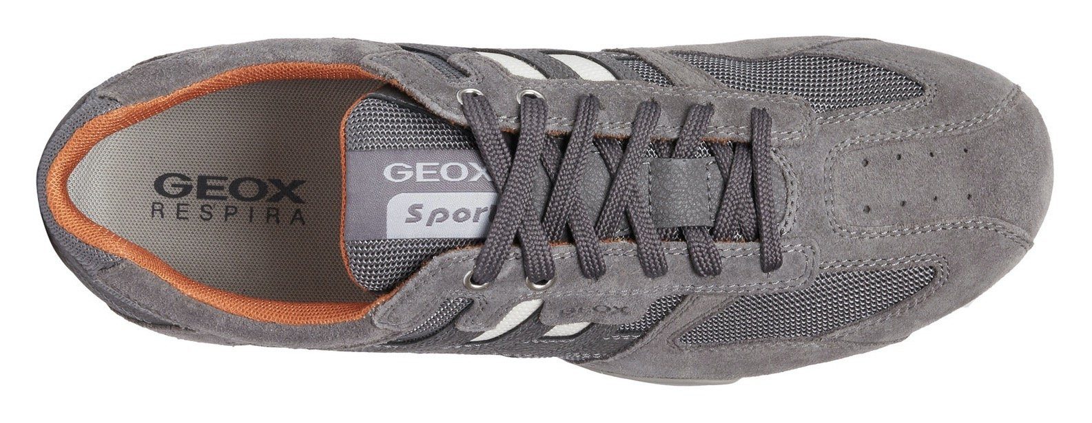 Geox Sneaker Materialmix mit orange Membrane Spezial im weiß, hellgrau, Geox Snake