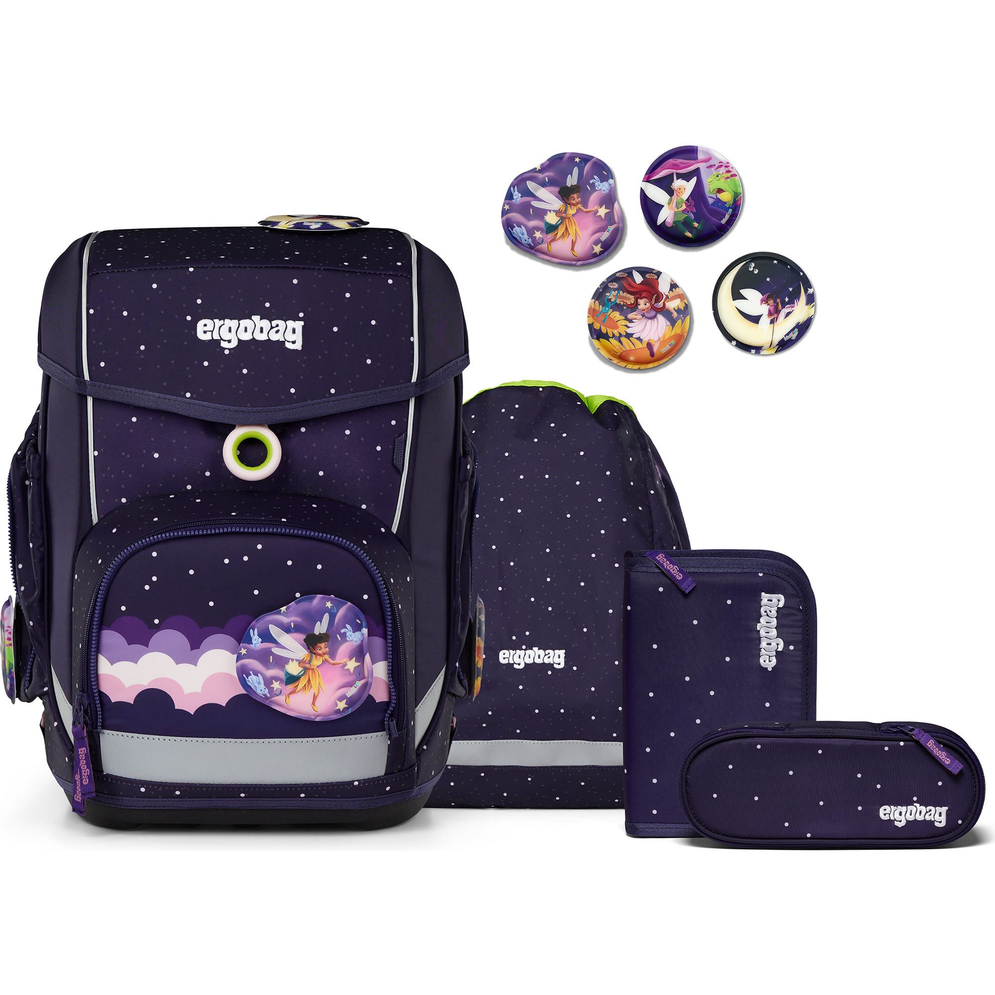 ergobag Schulranzen Cubo 5tlg inkl Sportbeutel Federmappe Schlampermäppchen und Kletties