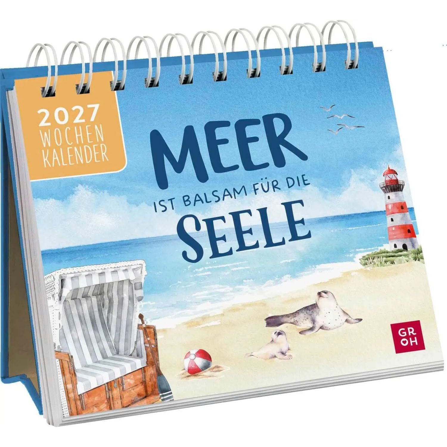 groh Verlag Tischkalender Mini-Wochenkalender 2027: MEER ist Balsam für die Seele
