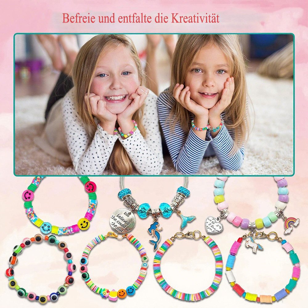 CLTYQ Ketten und Armband Set Schmuck-Bastelset mit Anhängern, Einhorn-/Meerjungfrau-Handwerksset (3400-tlg), Geburtstags- und Weihnachtsgeschenke für Mädchen ab – Bild 5 von 5