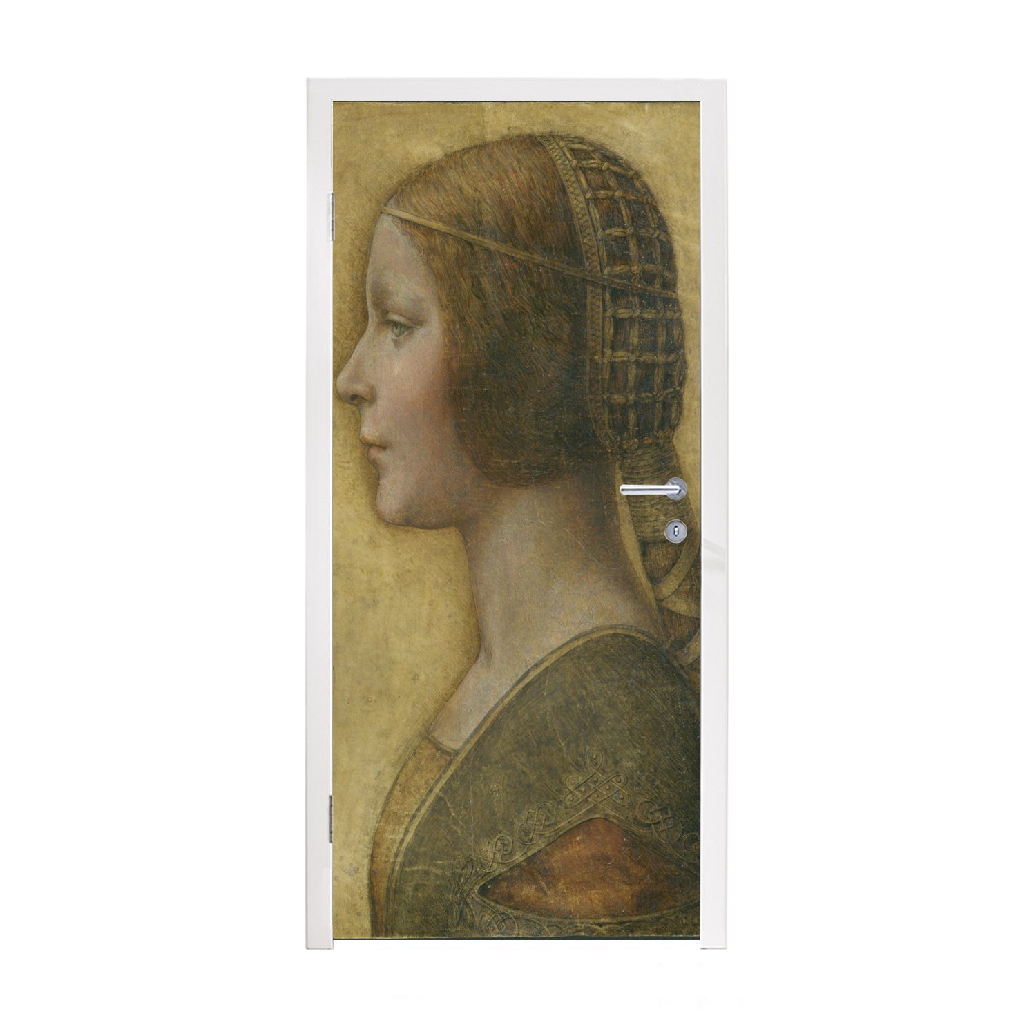 MuchoWow Türtapete La bedruckt, cm Bella - 75x205 Tür, Vinci, St), da Fototapete Türaufkleber, Principessa (1 für Leonardo Matt