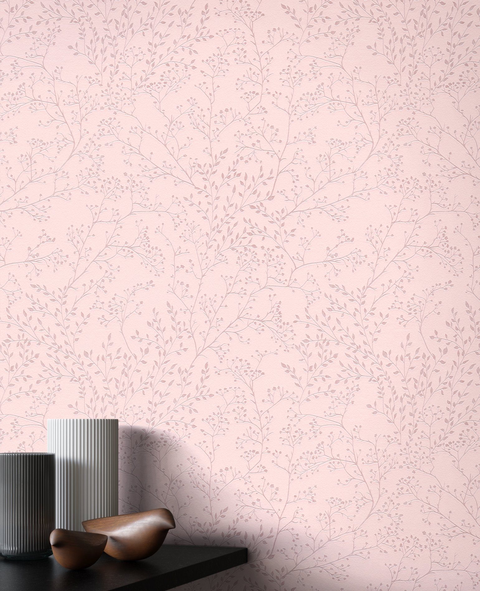 Newroom Vliestapete, Rosa Tapete Floral Blumen - Blumentapete Mustertapete günstig online kaufen