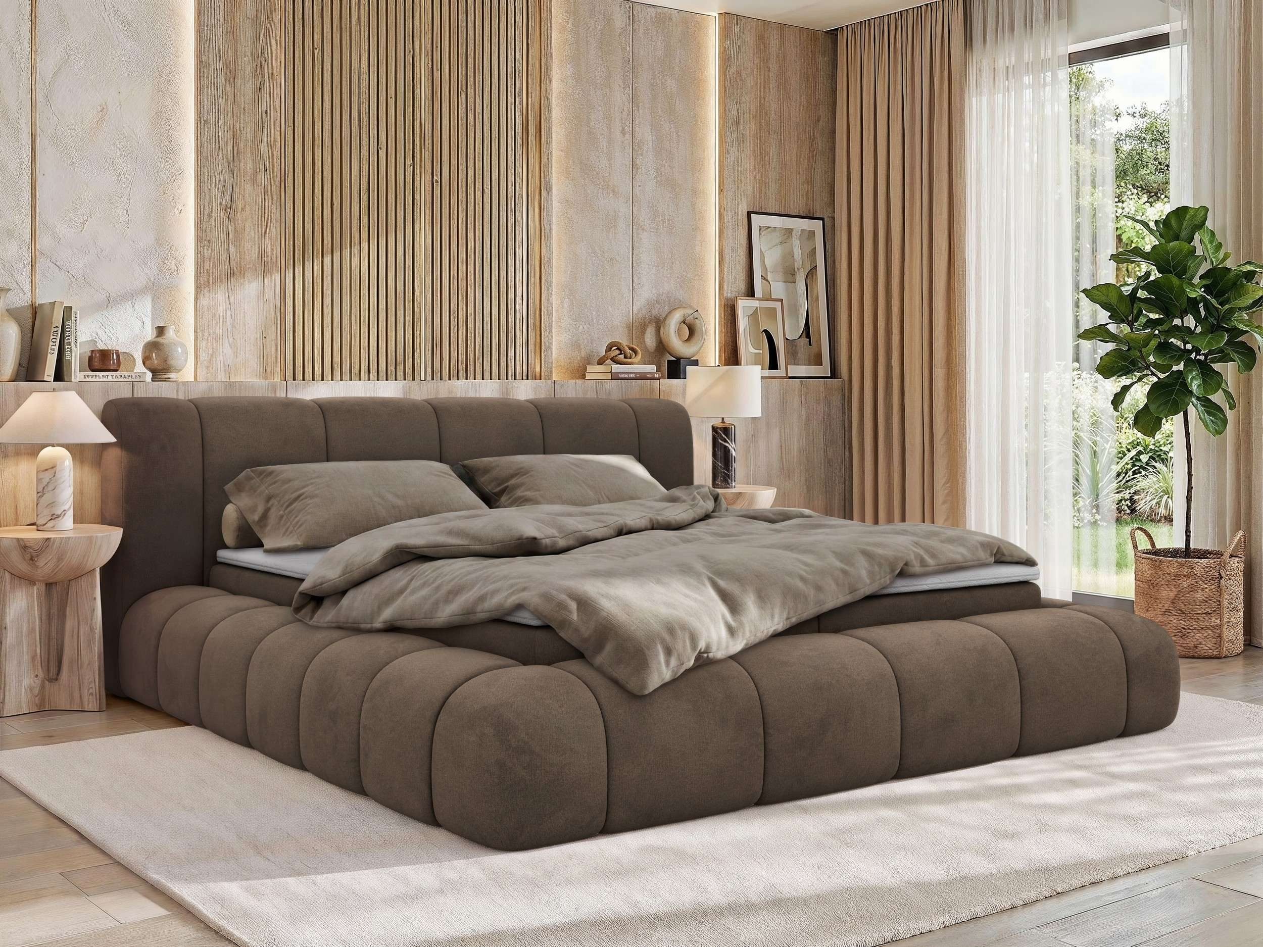 MKS MÖBEL Boxspringbett NUBEA (Komplettbett, Set, inkl. 2 Bettkästen, Matratze H3/H4 und Topper Visco oder T25), Feder-Hebemechanik, 7-Zonen-Multipocket-Matratze, Bett mit Kopfteil