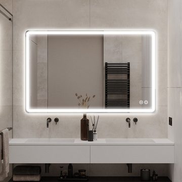 Tidyard Spiegel Badspiegel Wandspiegel Kosmetikspiegel 100*80*4.4cm (Dimmbar und 3 Farbeinstellungen, Anti-Beschlag und schnelles Aufheizen, Anti-Beschlag), Rahmenloser