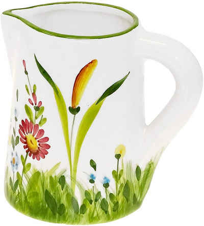 Lashuma Wasserkrug »Blumenwiese«, (1-tlg., ca.11 cm (350 ml), Doppelt gebrannte Keramik Milchkanne handbemalt