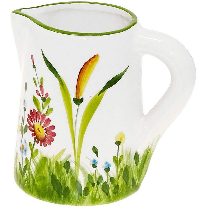 Lashuma Wasserkrug Blumenwiese (1-tlg. ca.11 cm (350 ml) Doppelt gebrannte Keramik Milchkanne handbemalt