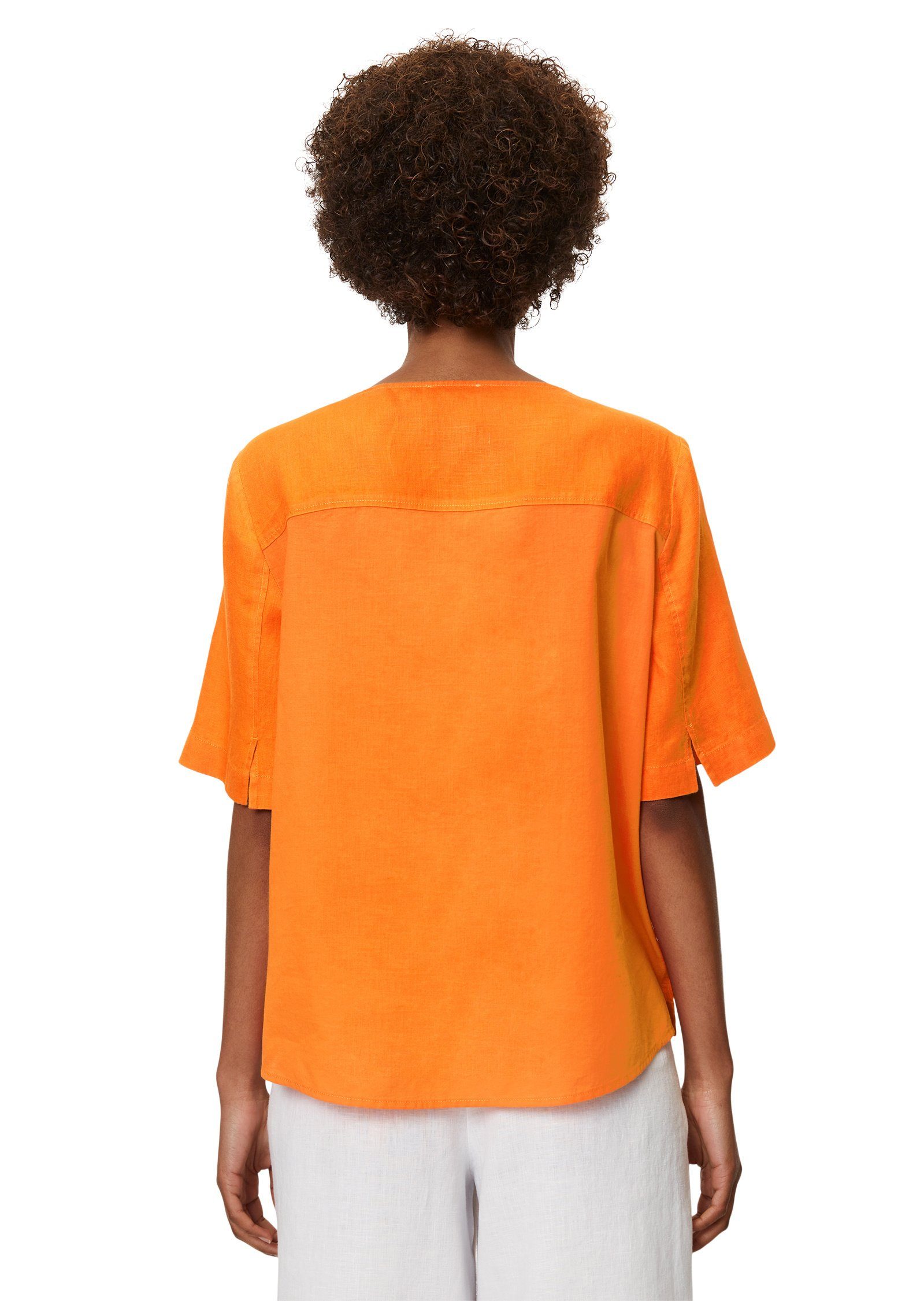 orange O'Polo Baumwolle-Voile mit aus Marc Kurzarmbluse Rücken