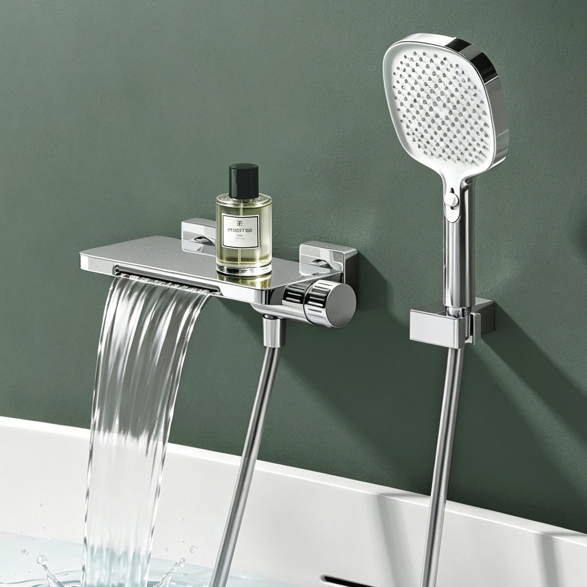 Mai & Mai Wannenarmatur Badewannenarmatur mit Handbrause Wandarmatur 4 Strahlarten DSN-403