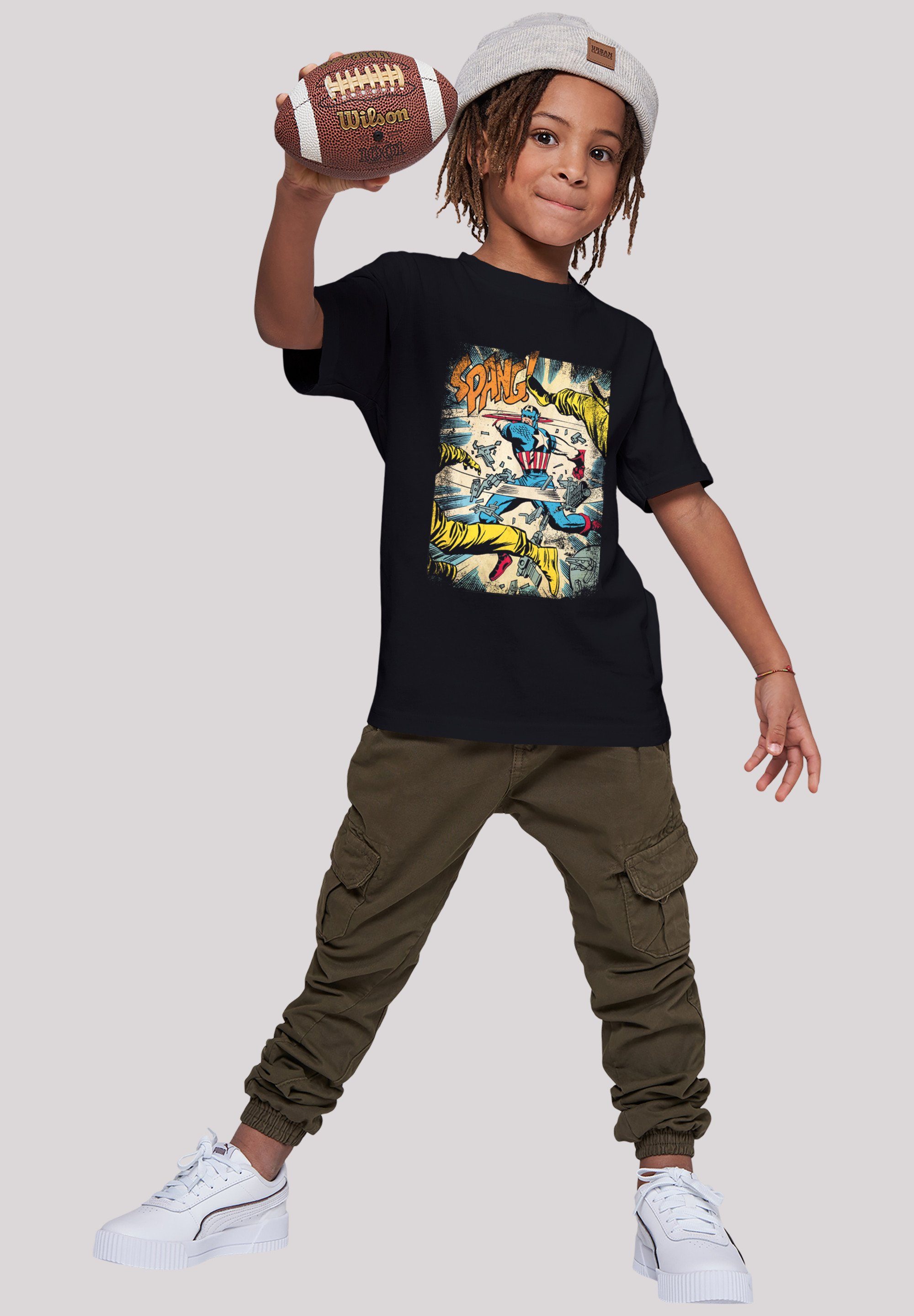 Kids black with Basic F4NT4STIC America Marvel Spang Tee (1-tlg) Kinder Kurzarmshirt Captain