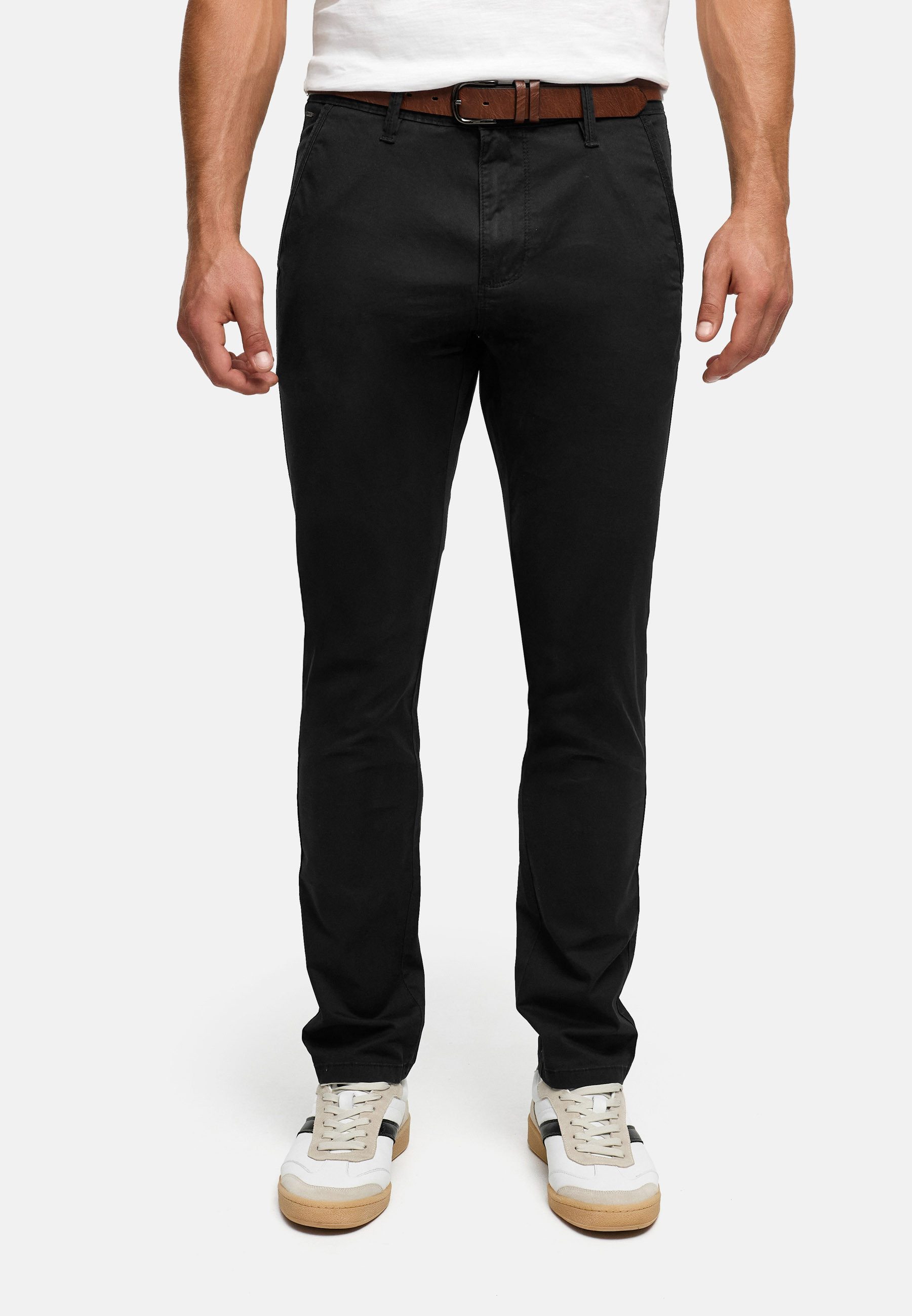 INDICODE Chinohose Herren INPilli Regular-Fit Baumwollhose mit schmaler Passform mit praktischem, integriertem Gürtel