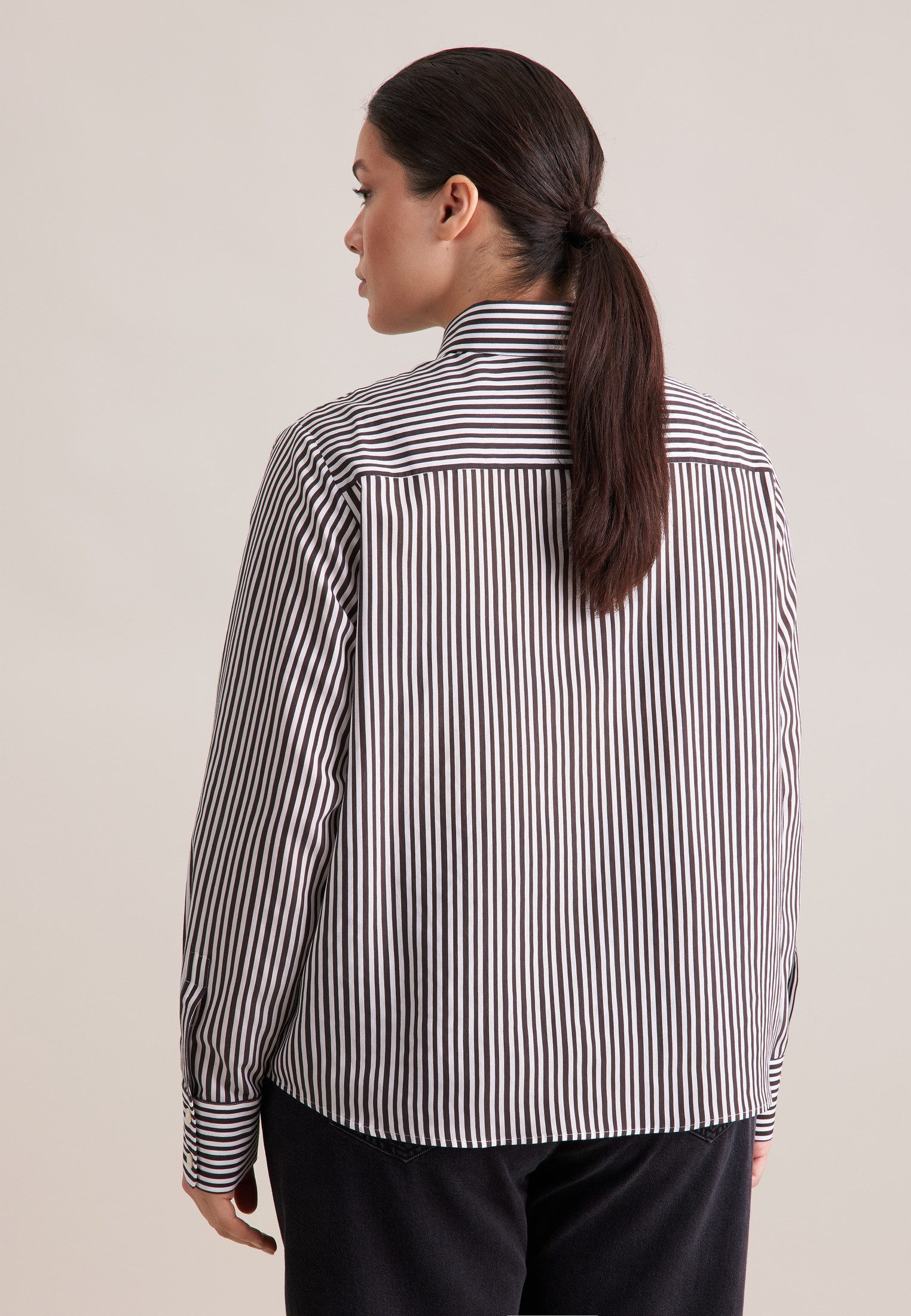 seidensticker Klassische Bluse Schwarze Rose 1/1 Kragen Gestreift