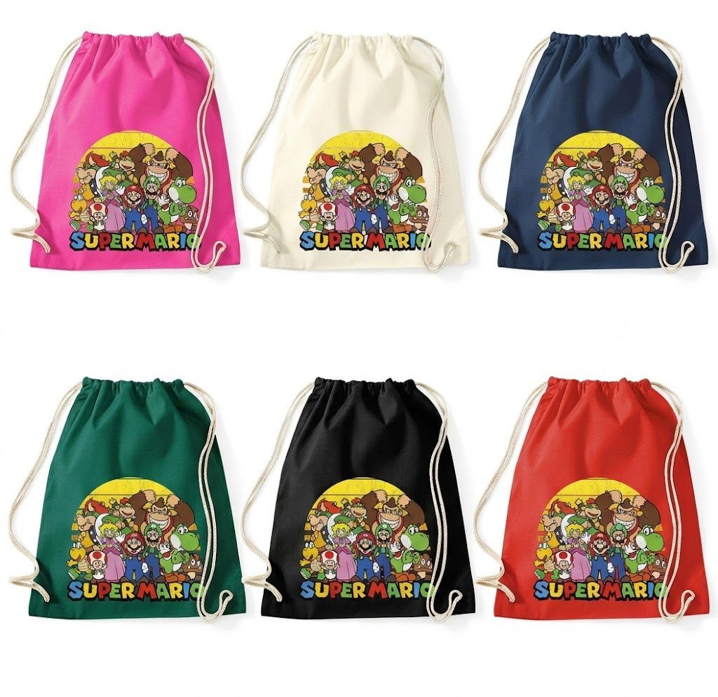 Blondie & Brownie Turnbeutel SuperMarioSun Turnbeutel Gaming Print Retro Motiv Freizeit, SuperMarioSun_Beutel Retro Gamer Turnbeutel