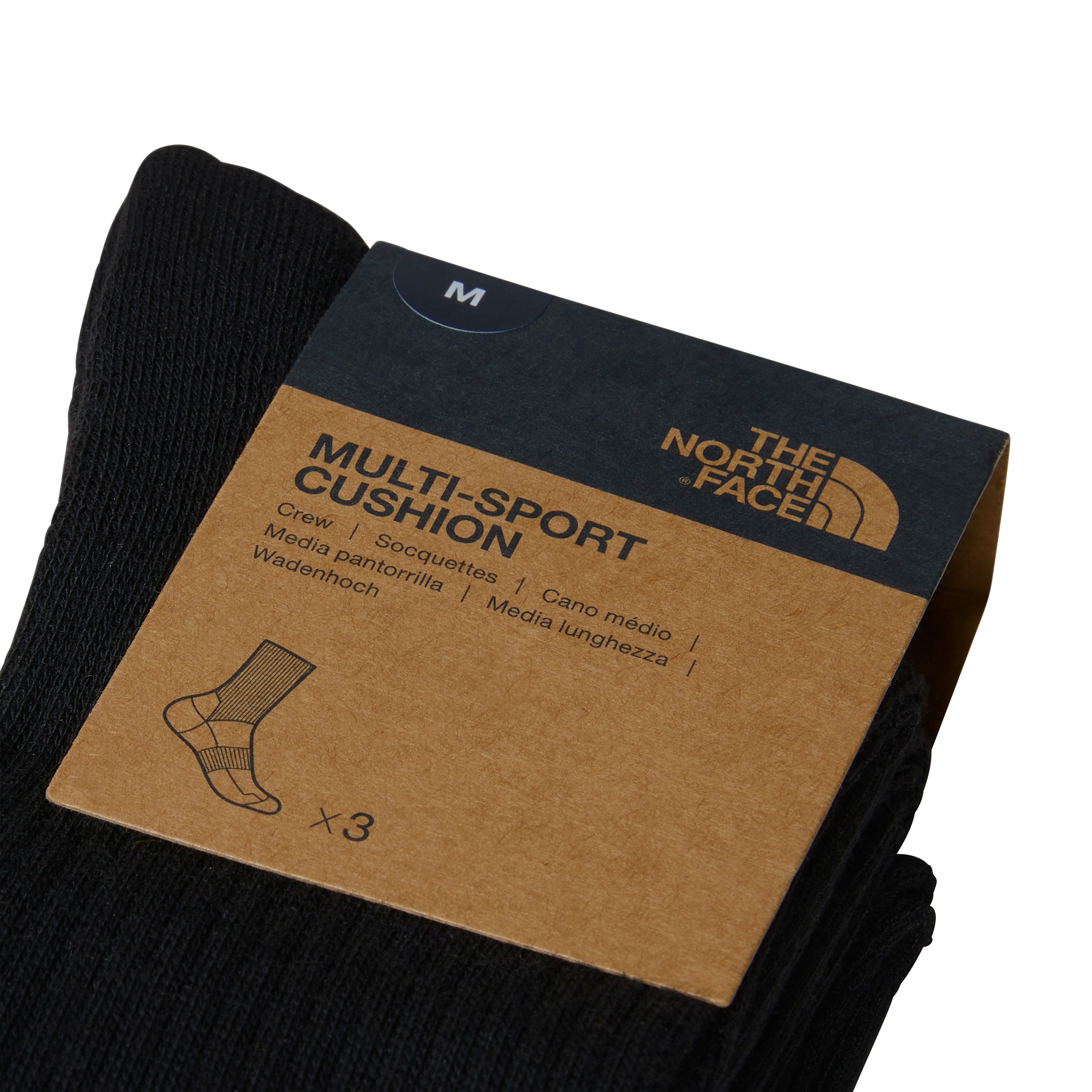 The North Face Sportsocken MULTI SPORT CUSH CREW SOCK 3P (3-Paar) gezielte Belüftungszonen, 3er-Pack, unifarbenes Design