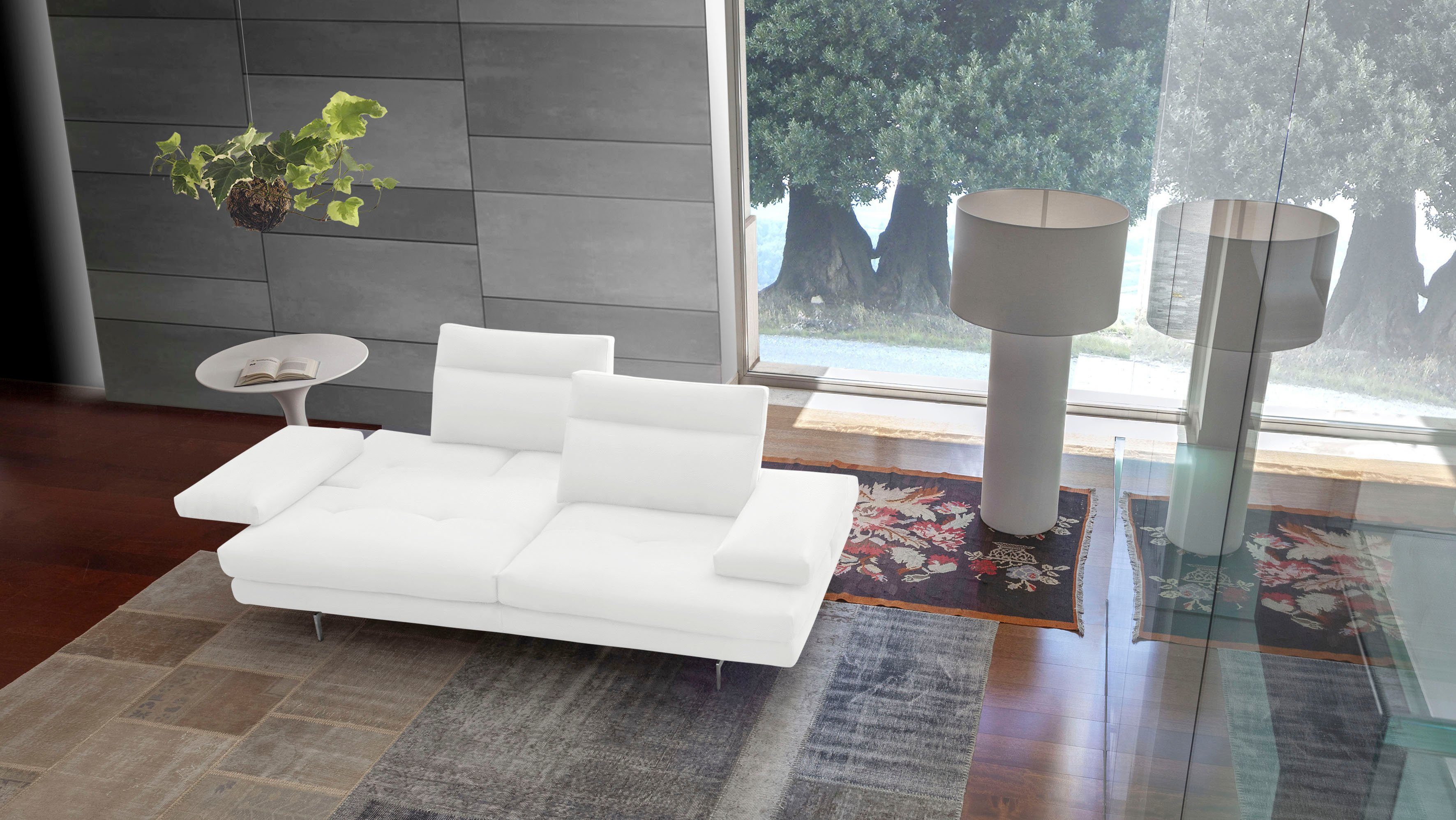 CALIA ITALIA 3,5-Sitzer Toby Wing, 228 cm breit, Designsofa mit erstklassigem Sitzkomfort, inklusive Sitztiefenverstellung, Füße in Chrom glänzend