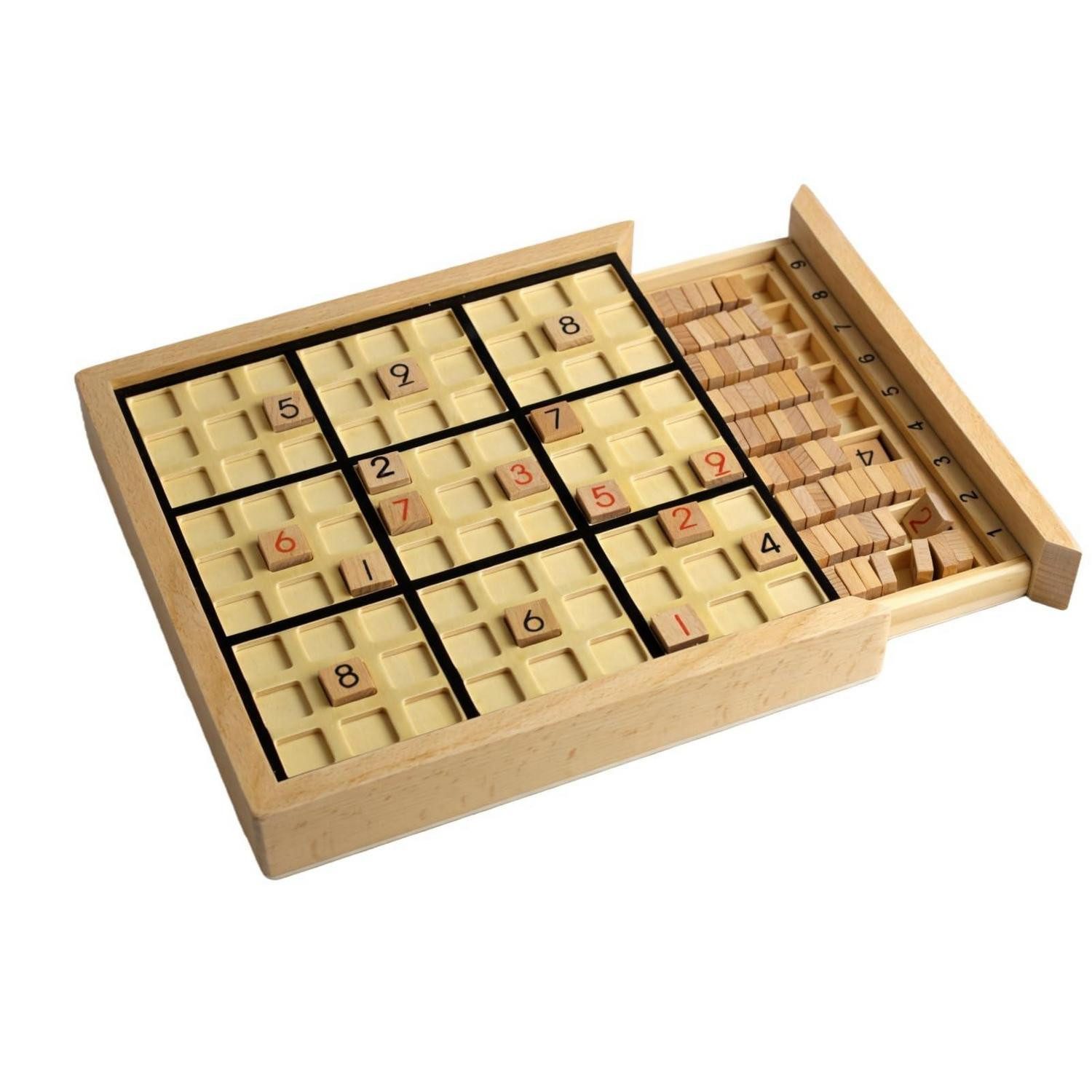 LuxusKollektion Spiel Holz Sudoku Puzzle Brettspiel mit Schublade Schwarz