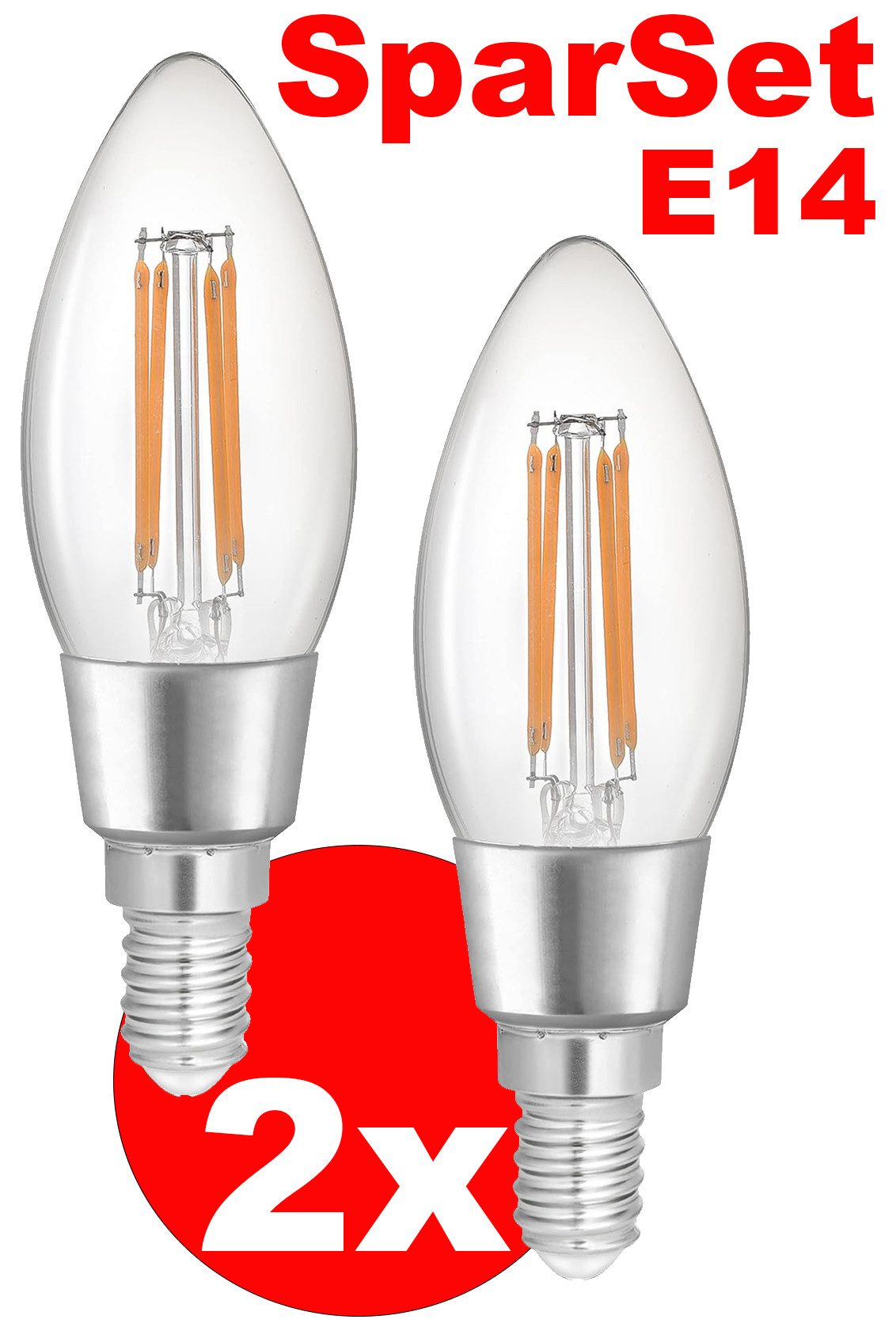 REV LED-Leuchtmittel WiZ, E14, 5,5W, 2.200 - 5.500K, WLAN, App-Steuerung, Alexa & Google-Assistant, 2er Set