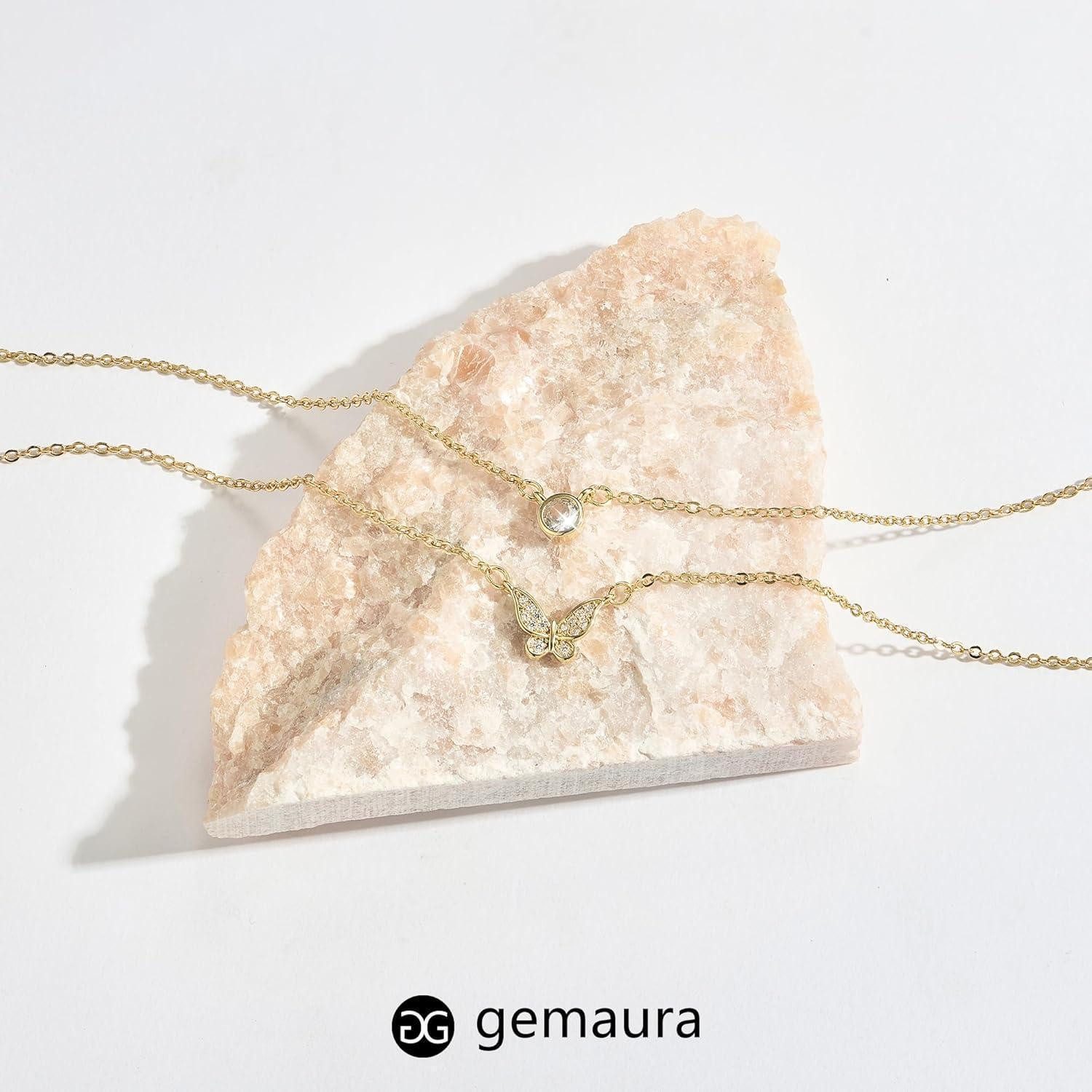 LuxusKollektion Kette und Anhänger Set Layering Halskette Damen 14K Vergold günstig online kaufen