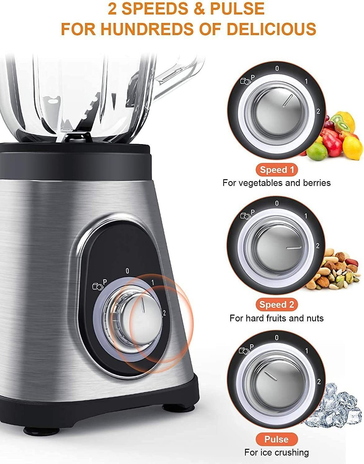 Fine Life Pro Standmixer BL9703-GS, 700 W, Standmixer zum Zerkleinern ...