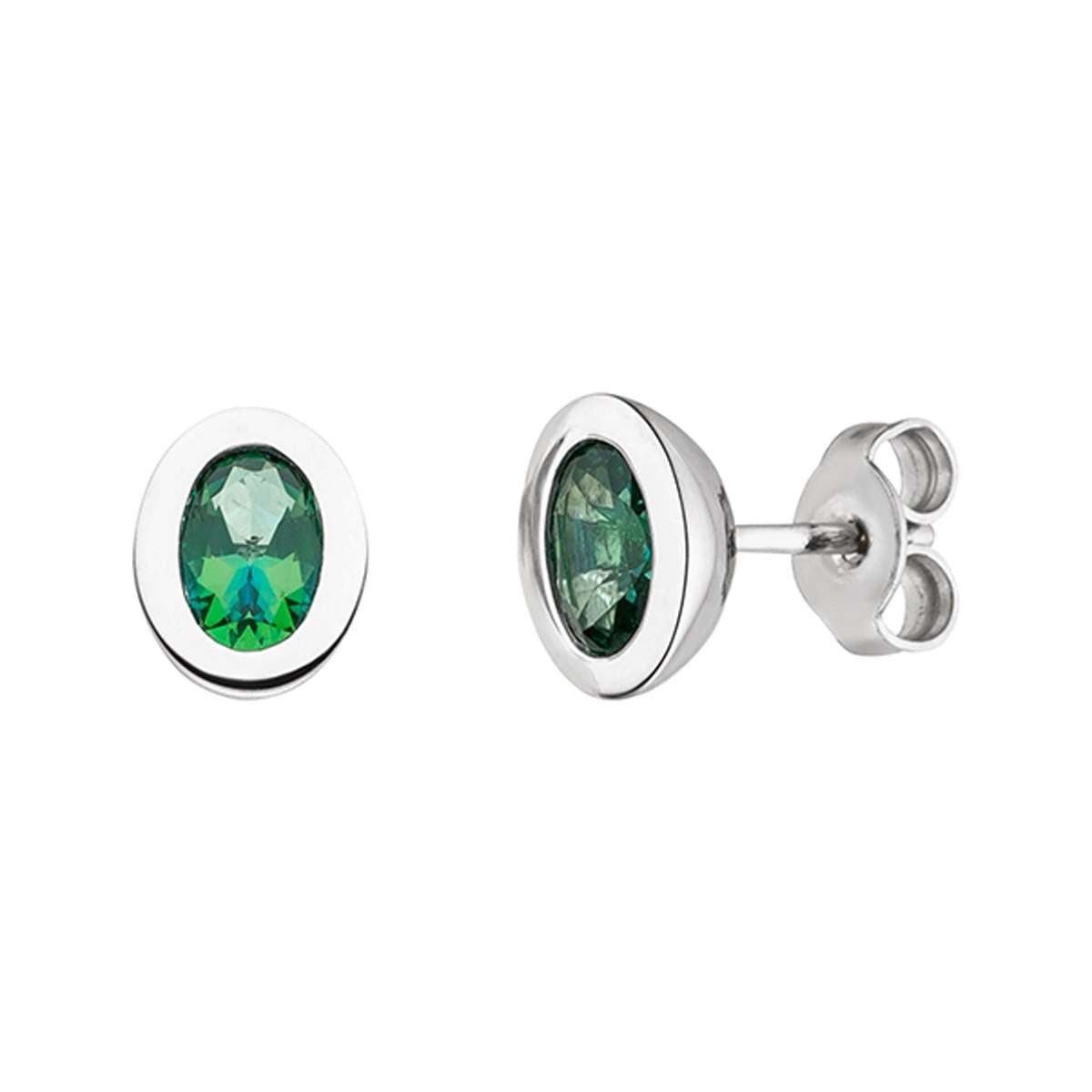 VIVENTY Paar Ohrstecker 783794, für Damen Silber mit Grünem Stein