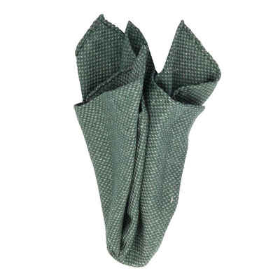 BGENTS Einstecktuch Gewebt und handrolliert aus Seide/Baumwolle in Grün mit geo Muster, Besonderer Eyecatcher