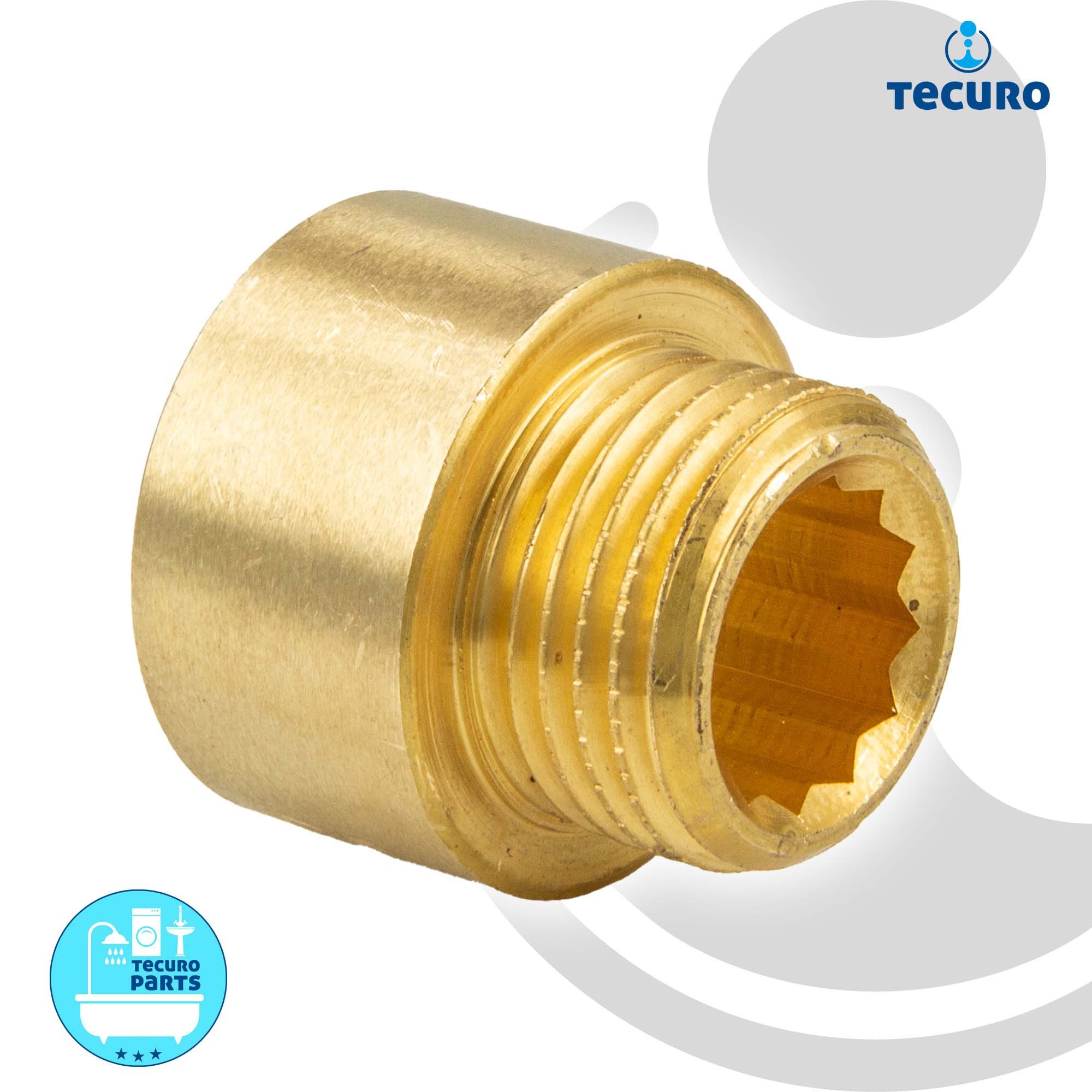 tecuro Gewindefitting tecuro Hahnverlängerung Messing blank - verschiedene Größen, 3/8 Zoll x 15 mm