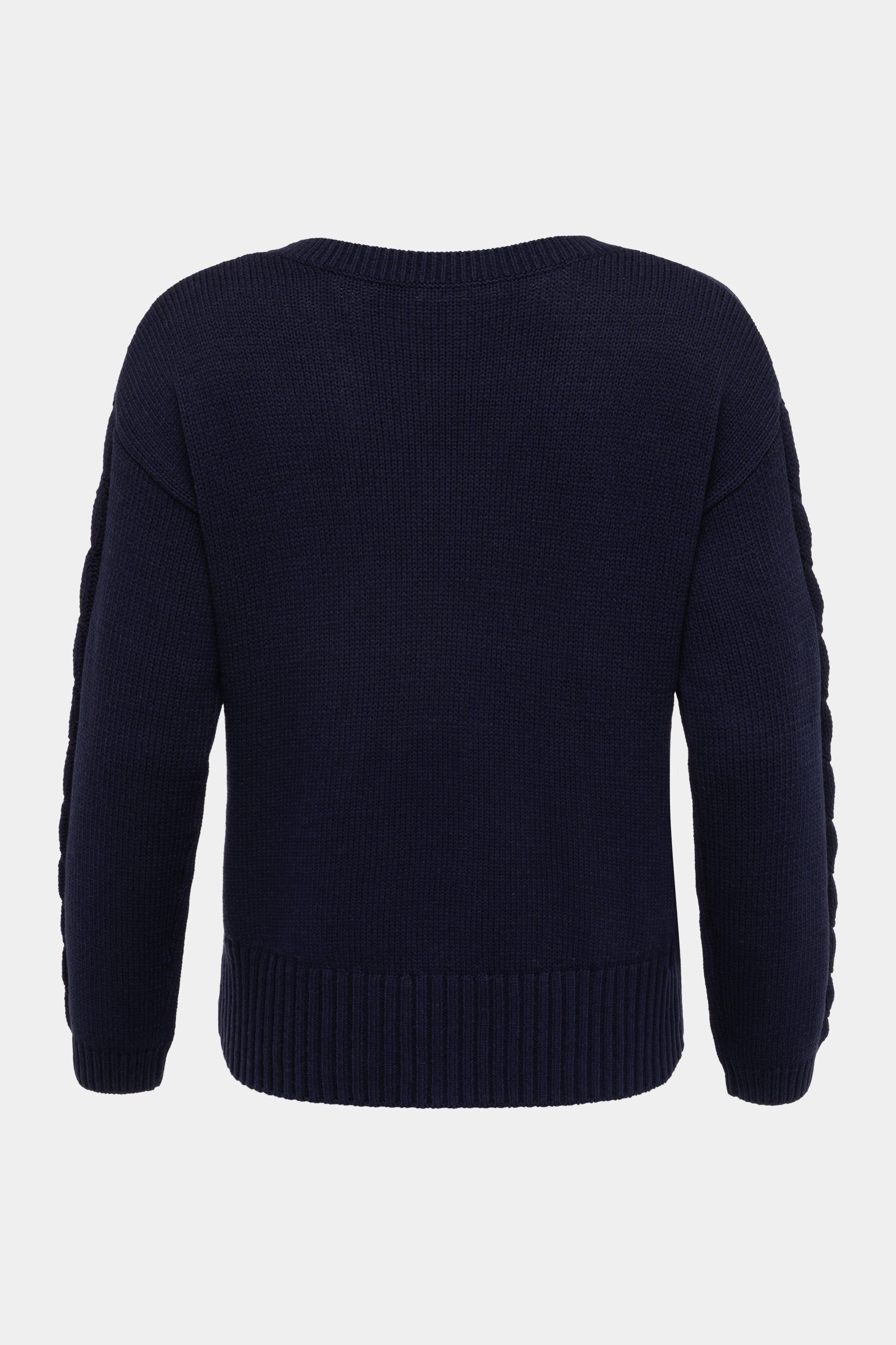 Cassis Strickpullover CASSIS Damenpullover Navy – V-Ausschnitt & Zopfmuster günstig online kaufen