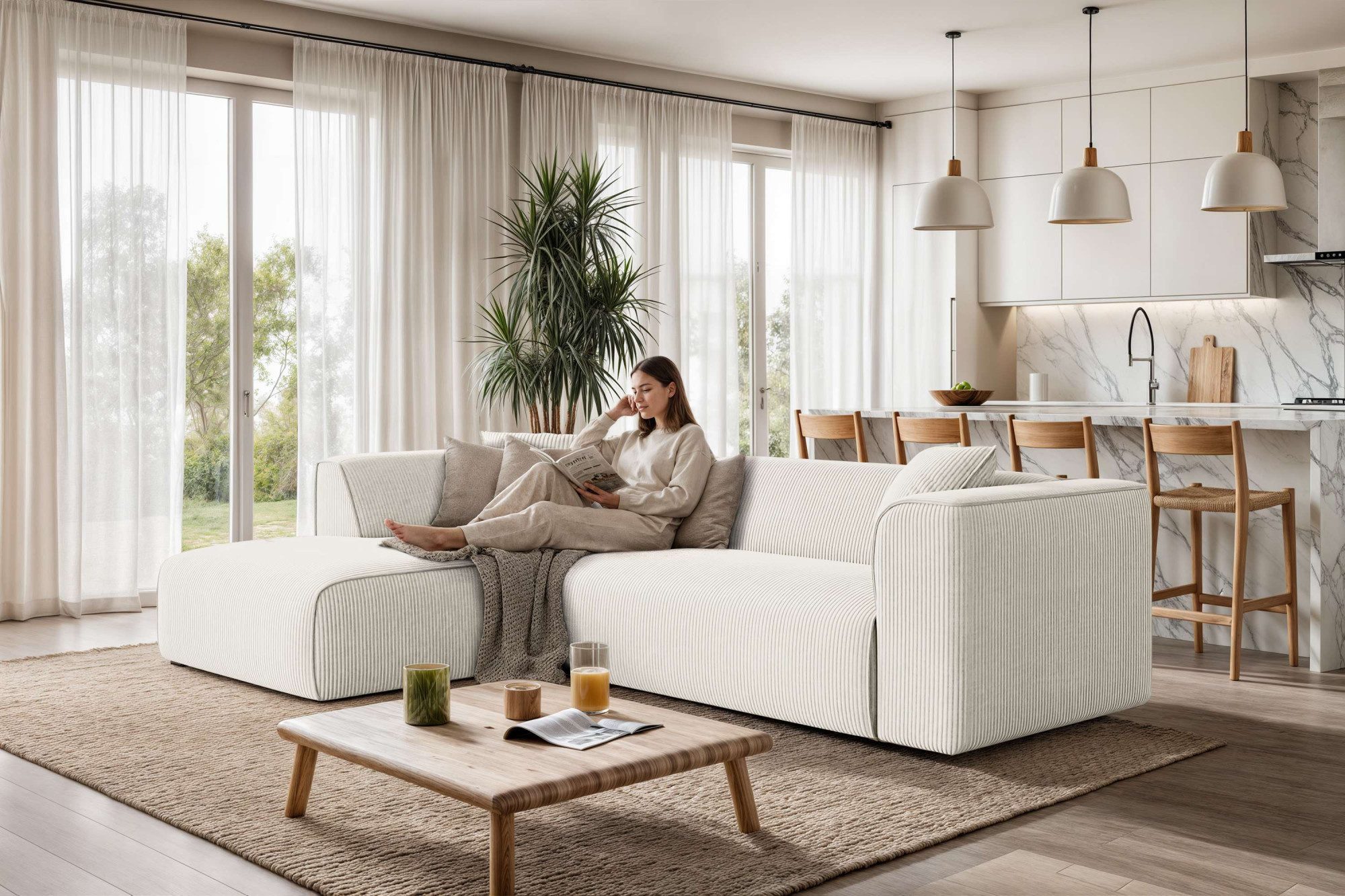 OTTO home Ecksofa Merid L-Form, Sofa-Fix, B: 254 cm - OTTO. Verlässliche Qualität., Ottomane rechts/links, belastbar bis 460kg, nicht modulare Sofa