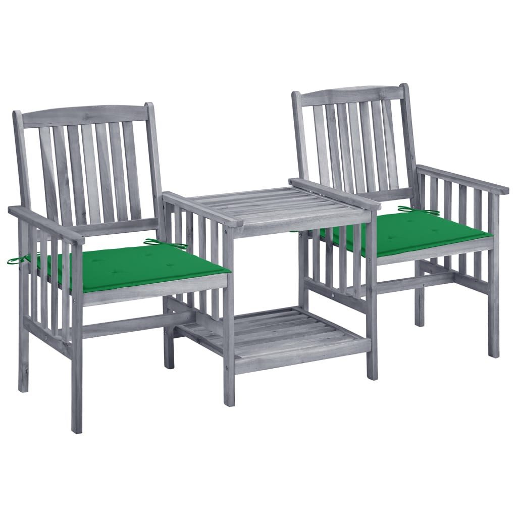 vidaXL Gartenlounge-Set Gartenstühle mit Teetisch und Kissen Massivholz, (1-tlg)