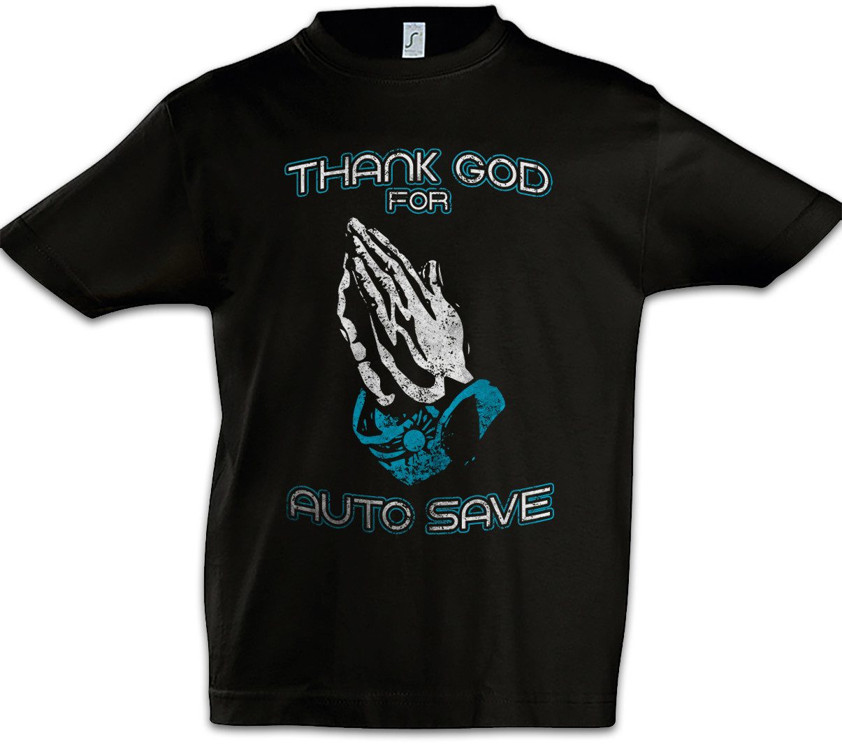 Print-Shirt Thank God For Auto Save Kinder T-Shirt Games Gaming Video PC Admin