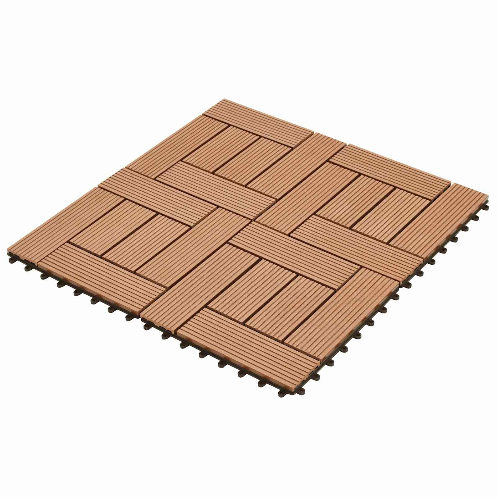 vidaXL Terrassendielen Terrassenfliese 22 pcs Braun 30 x 30 cm WPC, BxL: je 30x30 cm, (22-St)