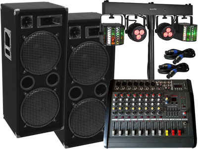 DSX PA DJ Komplett Set 14 LED Licht 9 Kanal Powermixer Party-Lautsprecher