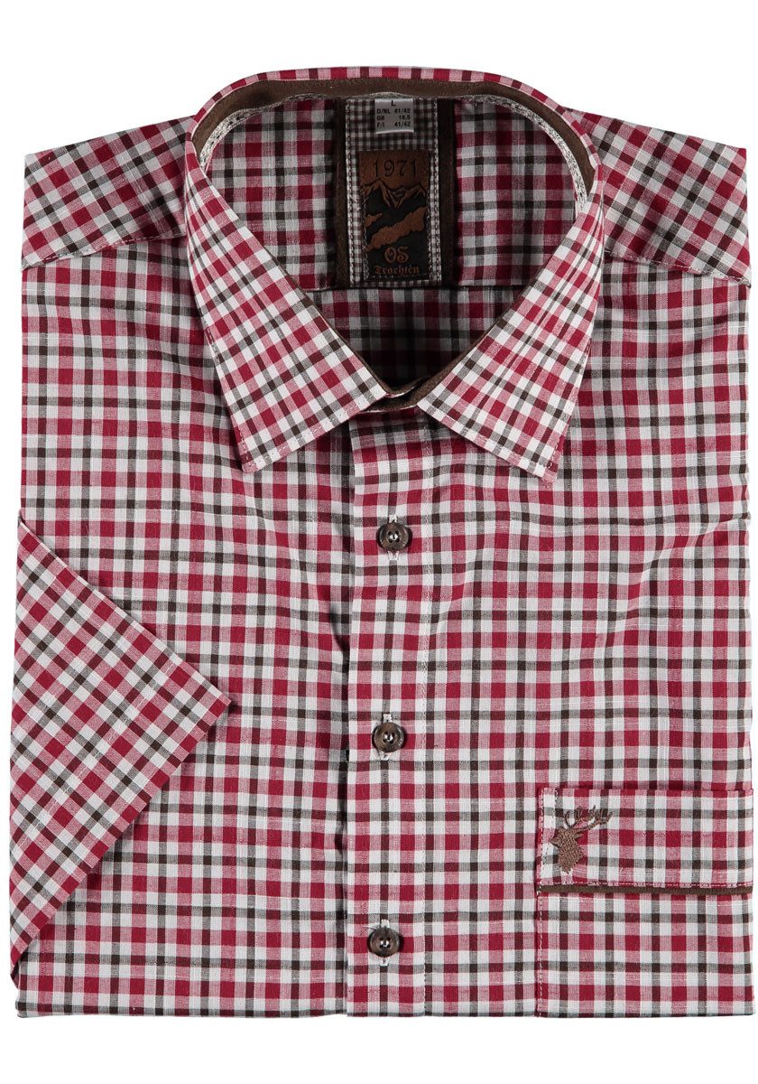 OS Trachten Trachtenhemd Myluc Herren Kurzarmhemd mit Hirsch-Stickerei an d günstig online kaufen