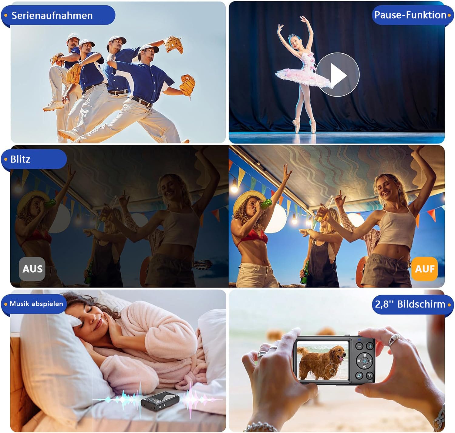 FANNOU Kompaktkamera (48 MP, Elektronischer Bildstabilisator, 18X Digitalzoom Fotokamera)