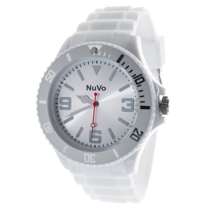 Nuvo Quarzuhr Modische Unisex Armbanduhr mit weißem Armband aus