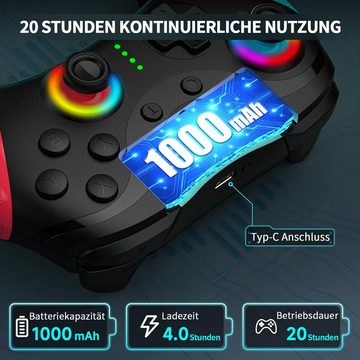 walkbee Gaming Controller,Switch Controller,9 Colors LED Light Controller (1 Set, für Nintendo Switch/Switch Lite/Switch OLED Gamepad, 1000mAh RGB Controller, mit Programmierbare,Turbo,Vibration,6-Achse,Aufwachen)