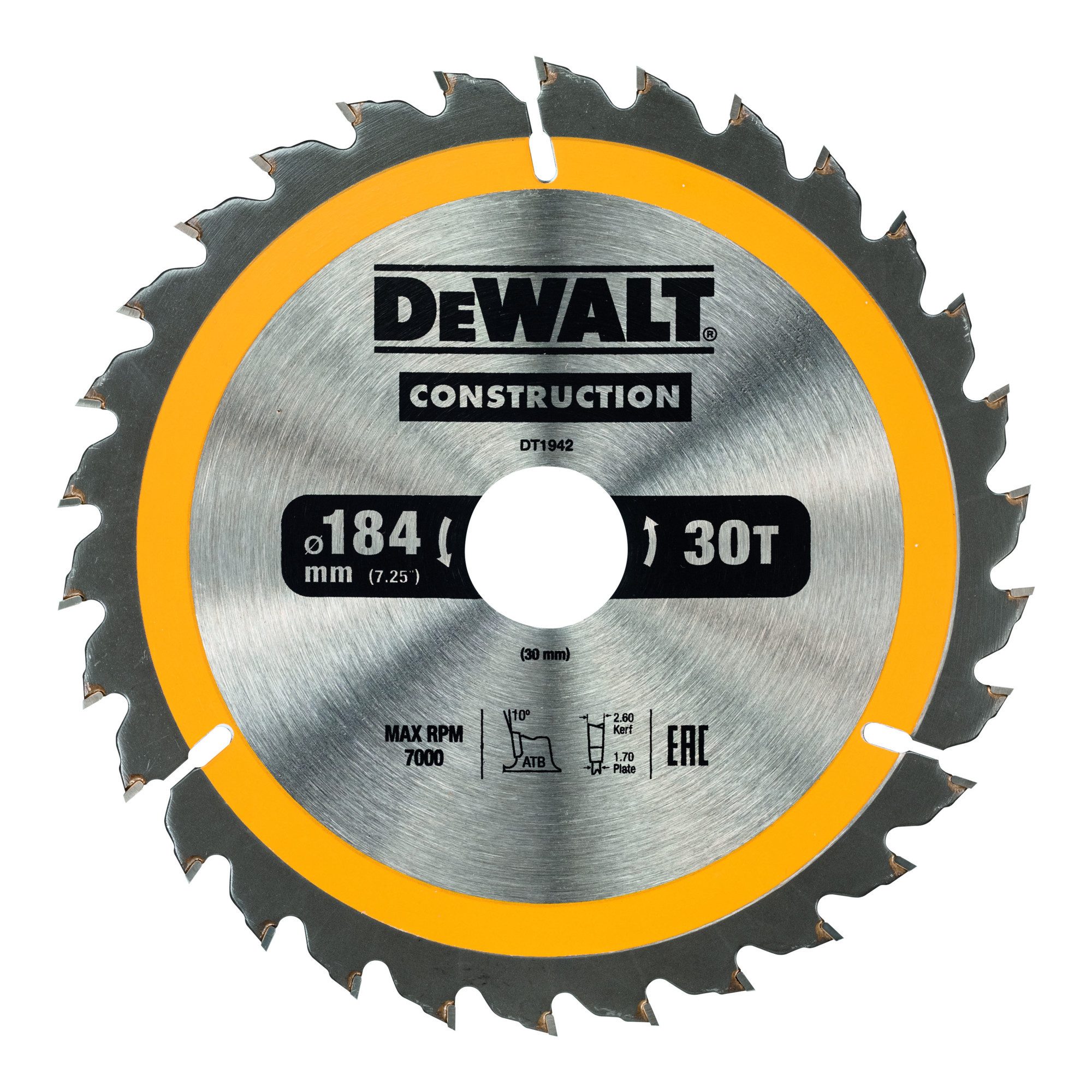 DeWalt Kreissägeblatt DEWALT Kreissägeblatt Handkreissäge 184/30 mm 30WZ DT1942-QZ