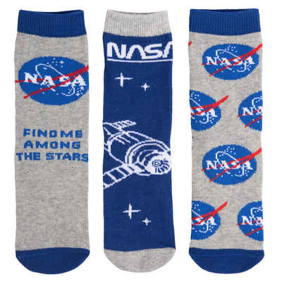 United Labels® Socken NASA Socken für Jungen Blau/Grau (3er Pack)